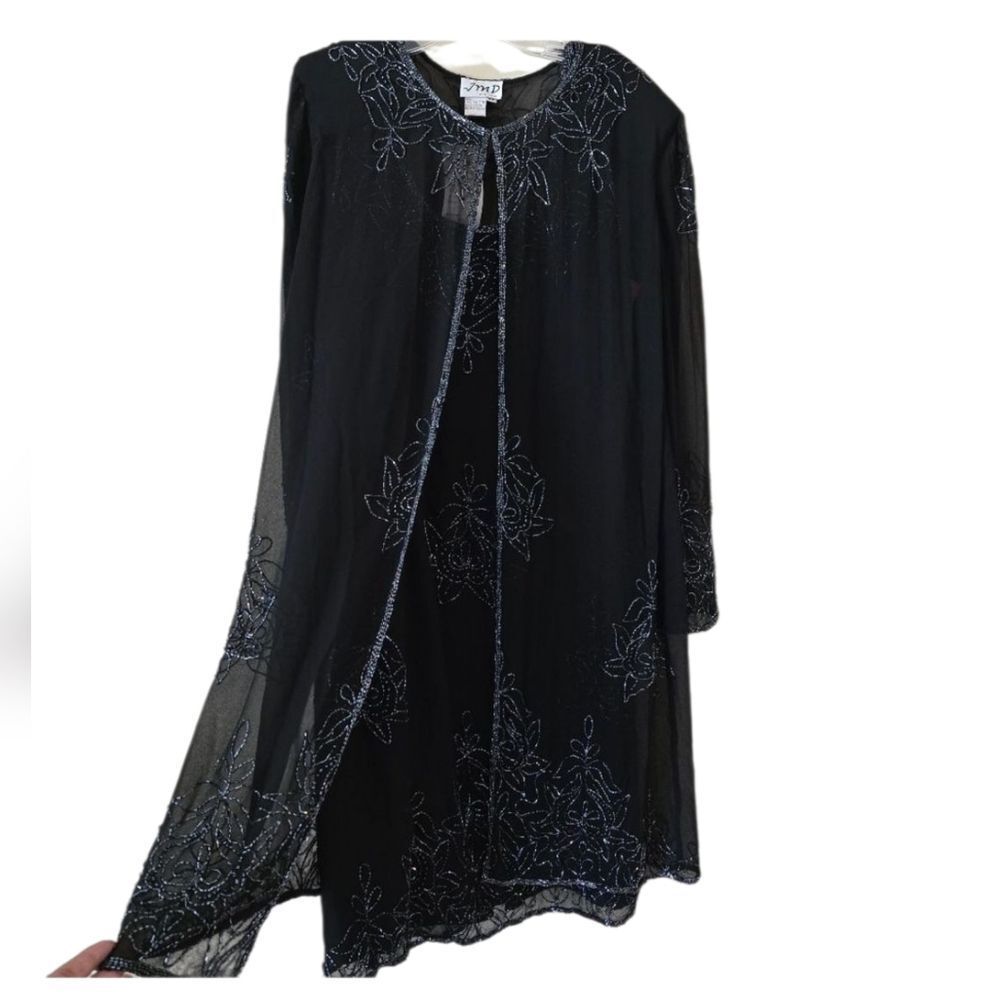 JMD New York Vintage Womens Embellished Formal‎ Black Dress 2 Piece Size 3X Glam